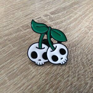 Skull Cherries Enamel Pin